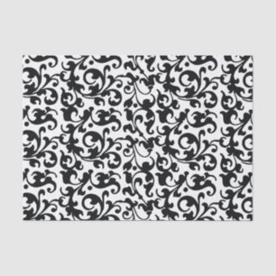 Elegant Black en White Damask Swirls Tissuepapier
