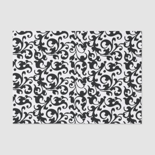 Elegant Black en White Damask Swirls Tissuepapier (Voorkant)