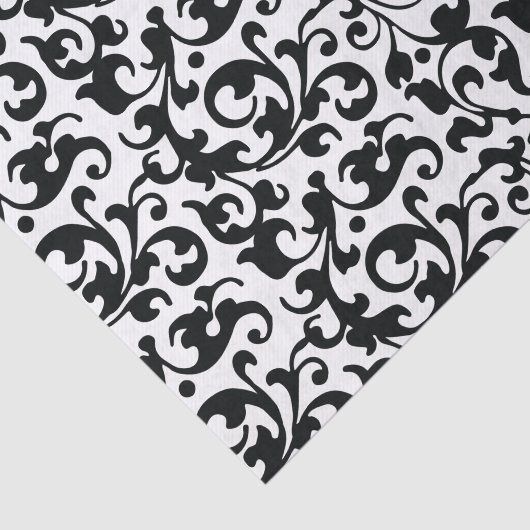 Elegant Black en White Damask Swirls Tissuepapier (Detail)