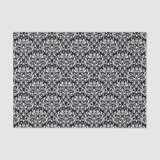 Elegant Black en White Damask Tissuepapier (Voorkant)