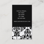 Elegant Black en White Damask Visitekaartje (Achterkant)