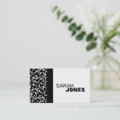 Elegant Black en White Damask Visitekaartje (Staand voorkant)