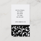 Elegant Black en White Damask Visitekaartje (Achterkant)