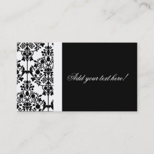 Elegant Black en White Damask Visitekaartje
