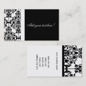 Elegant Black en White Damask Visitekaartje (Voorkant / Achterkant)