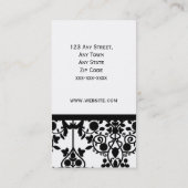 Elegant Black en White Damask Visitekaartje (Achterkant)