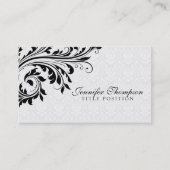 Elegant Black en White Damask Visitekaartje (Voorkant)