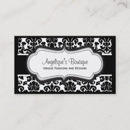 Elegant Black en White Damask Visitekaartjes