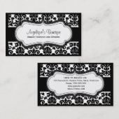 Elegant Black en White Damask Visitekaartjes (Voorkant / Achterkant)