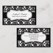 Elegant Black en White Damask Visitekaartjes (Voorkant / Achterkant)