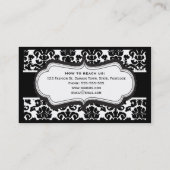 Elegant Black en White Damask Visitekaartjes (Achterkant)