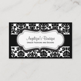 Elegant Black en White Damask Visitekaartjes