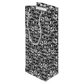 Elegant Black en White Damask Wijn Cadeautas (Achterkant Gekanteld)