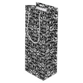 Elegant Black en White Damask Wijn Cadeautas (Voorkant Gekanteld)