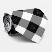 Elegant Black en White Diamond Pattern Stropdas (Opgerold)