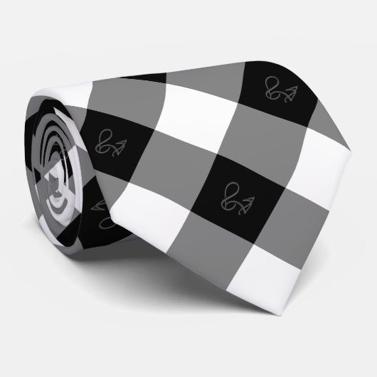 Elegant Black en White Diamond Pattern Stropdas (Opgerold)