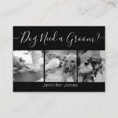 Elegant Black en White Dog Grooming Voeg Logo toe Visitekaartje (Voorkant)