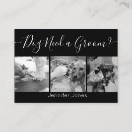 Elegant Black en White Dog Grooming Voeg Logo toe Visitekaartje