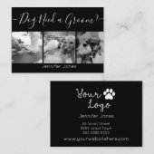 Elegant Black en White Dog Grooming Voeg Logo toe Visitekaartje (Voorkant / Achterkant)