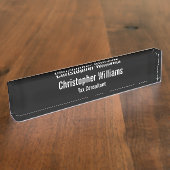 Elegant Black en White Executive Kantoor Titel Naambordje (Zijkant)