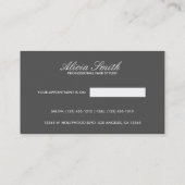 Elegant Black en White Fancy Script Hair Stylist Visitekaartje (Achterkant)