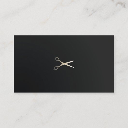 Elegant Black en White Faux Gold Barber Visitekaartje (Achterkant)