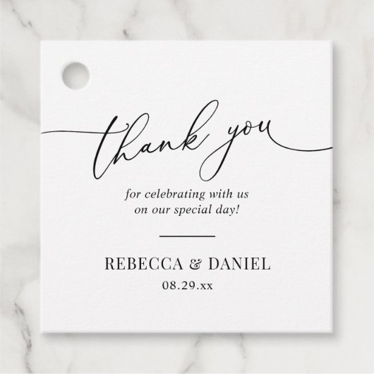 Elegant Black en White Favors Dank je Bedankjes Labels (Voorkant)