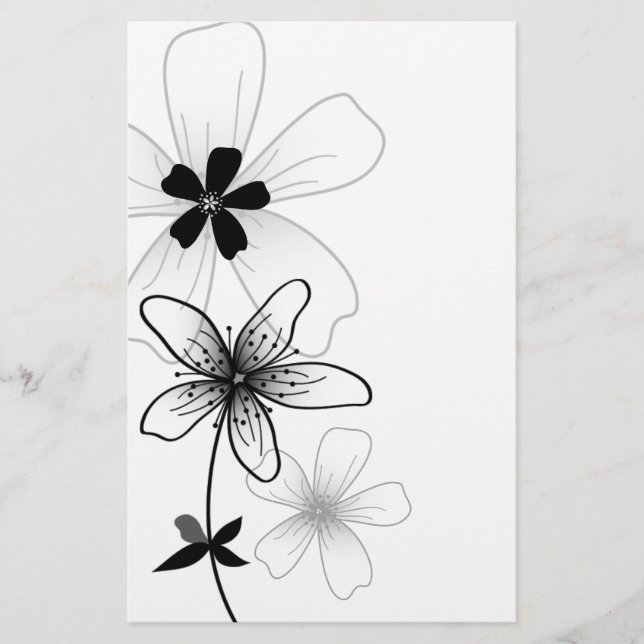 Elegant Black en White Floral (Voorkant)