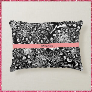 Elegant Black en White Floral Accent Kussen