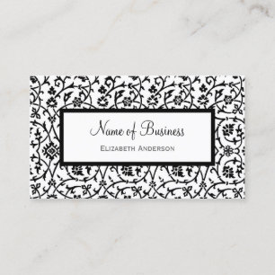 Elegant Black en White Floral Damask Pattern Visitekaartje