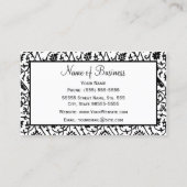 Elegant Black en White Floral Damask Pattern Visitekaartje (Achterkant)