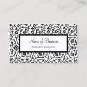 Elegant Black en White Floral Damask Pattern Visitekaartje (Voorkant)