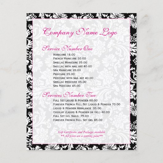 Elegant Black en White Floral Damaskers Flyer (Achterkant)