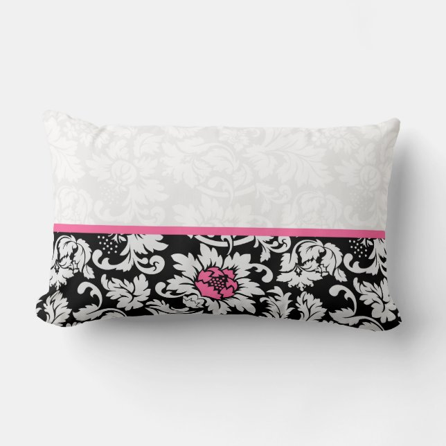 Elegant Black en White  Floral Damaskers Kussen (Voorkant)