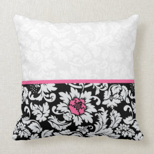 Elegant Black en White  Floral Damaskers Kussen