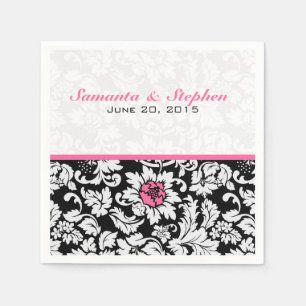 Elegant Black en White  Floral Damaskers Servet