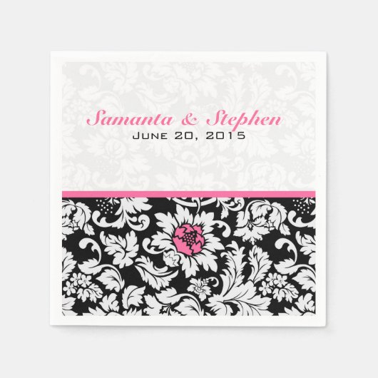 Elegant Black en White Floral Damaskers Servet (Voorkant)