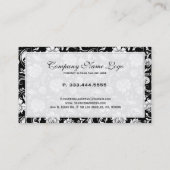 Elegant Black en White Floral Damaskers Visitekaartje (Achterkant)