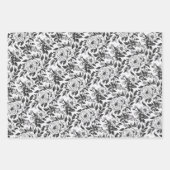 Elegant Black en White Floral Inpakpapier Vel (Voorkant)