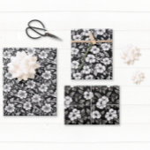Elegant Black en White Floral Inpakpapier Vel