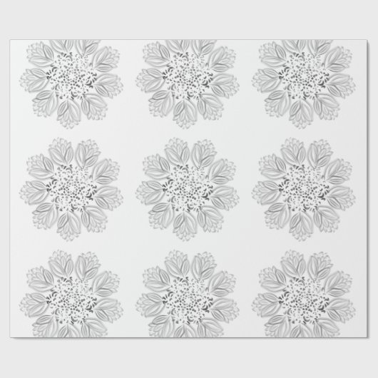 Elegant Black en White Floral Mandala Pattern Cadeaupapier (Vlak)