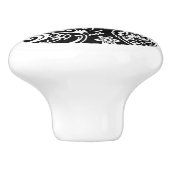 Elegant Black en White Floral Paisley Keramische Knop (Zijkant)