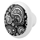 Elegant Black en White Floral Paisley Keramische Knop (Rechts)