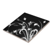 Elegant Black en White Floral Tegeltje (Zijkant)