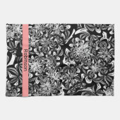 Elegant Black en White Floral Theedoek (Horizontaal)