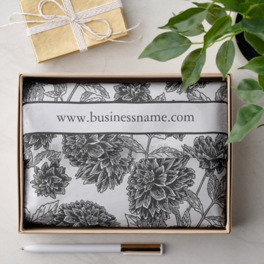 Elegant Black en White Floral Tissuepapier (Geschenk)