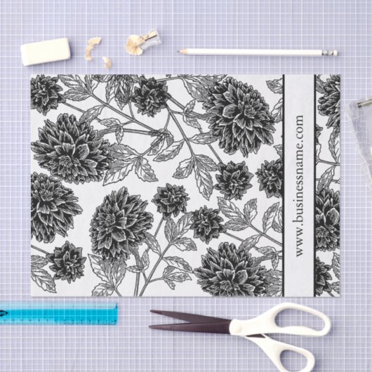 Elegant Black en White Floral Tissuepapier (Craft)