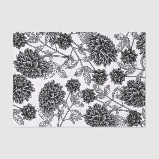 Elegant Black en White Floral Tissuepapier (Voorkant)