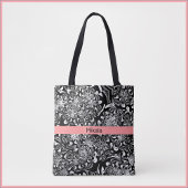 Elegant Black en White Floral Tote Bag