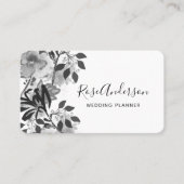 Elegant Black en White Floral Typografie Visitekaartje (Voorkant)